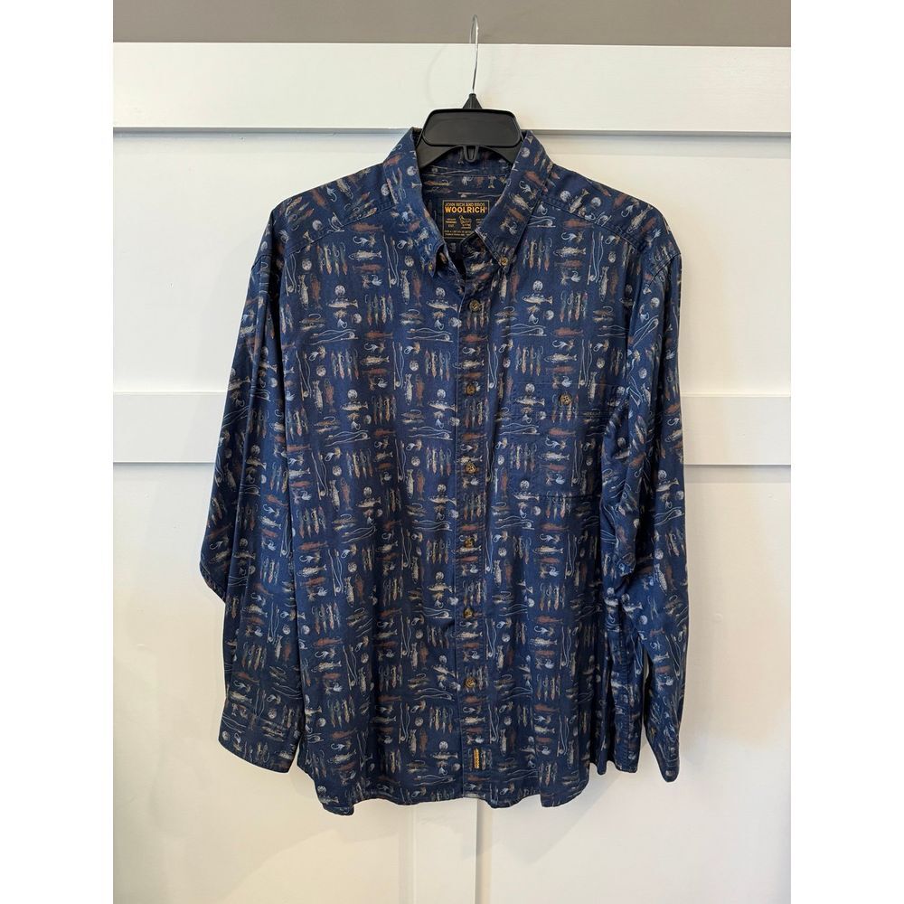 Woolrich men's XL‎ button front fishing lure print